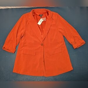 NWT Torrid Sz 1  1L 14-16 Burnt Orange 3/4 Sleeve Suit Casual Jacket